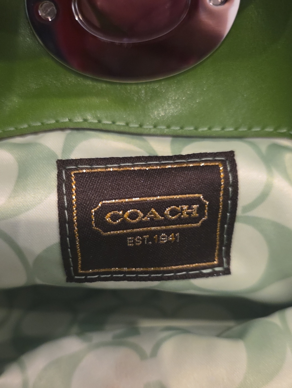 Coach Y2K Green Foldover Clutch - Picture 6 of 10